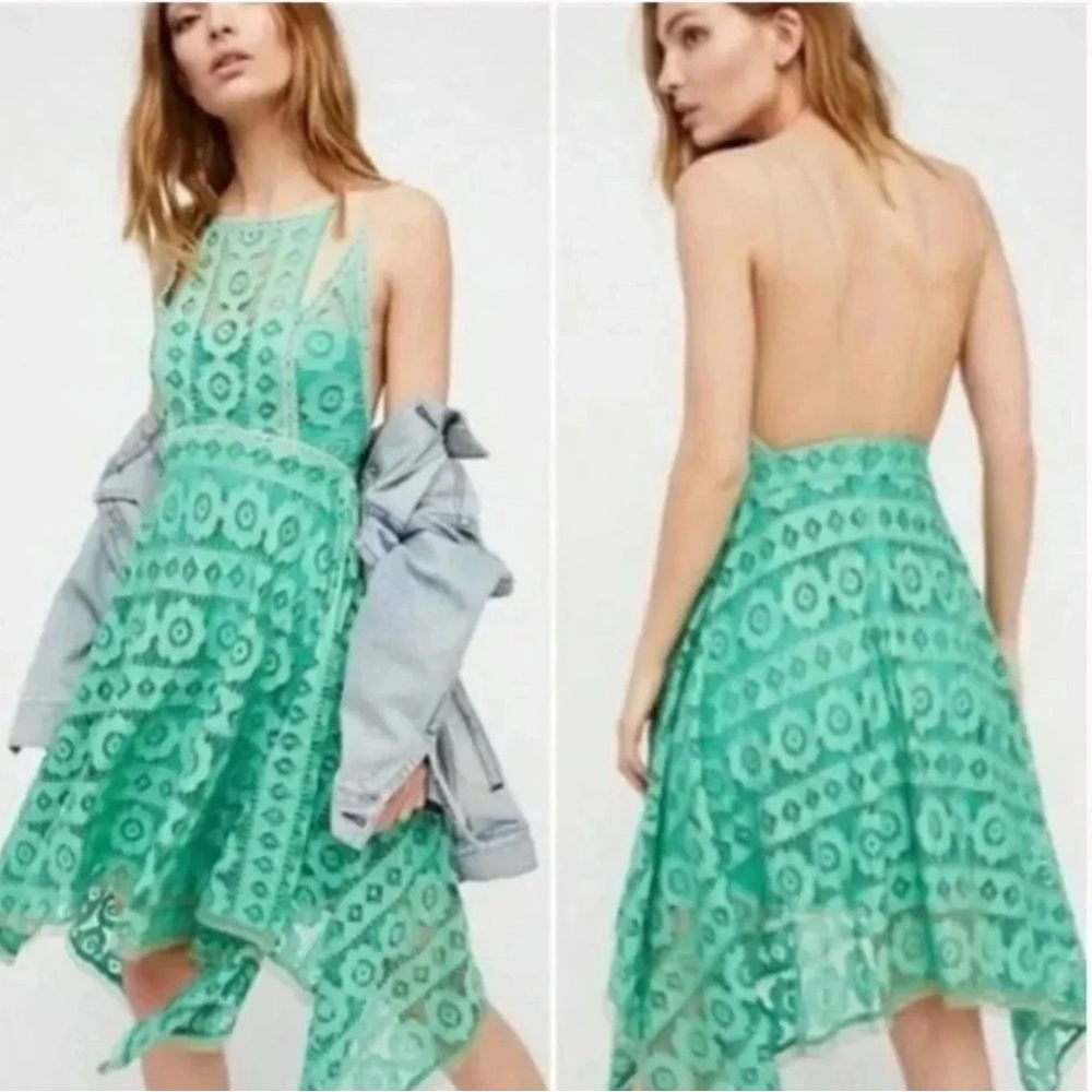 Free People Just Like Honey Green Lace Dress